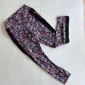 Victoria's Secret Black and Pink Floral Leggings